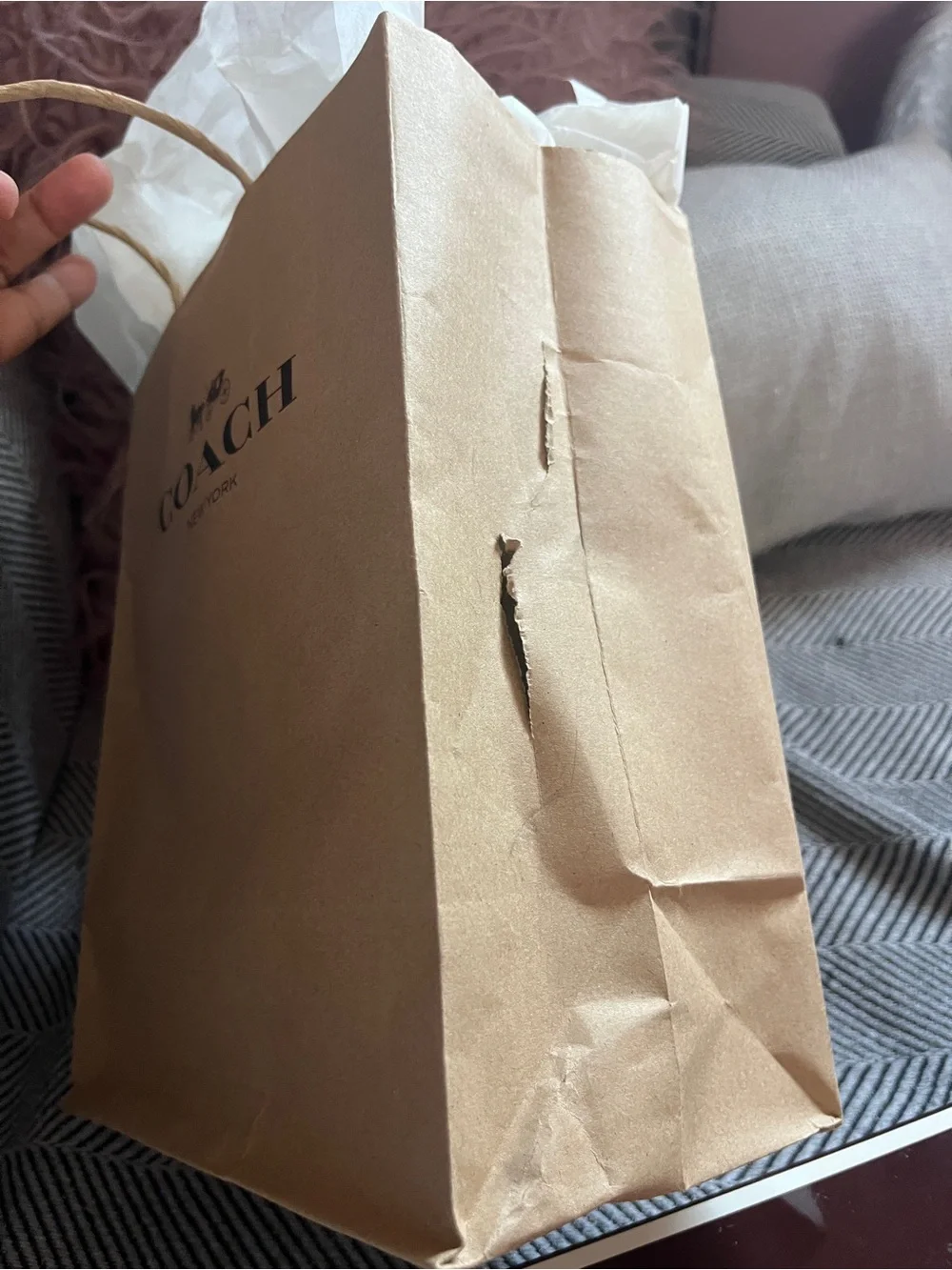 COACH Brown Gift Box, Bag & Orange Ribbon